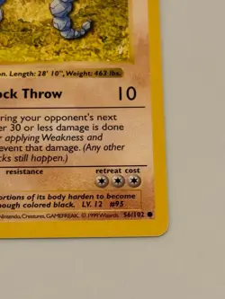 Shadowless 1st Edition Onix Pokemon Card Base Set 1999 WOTC 56/102 - Image 5