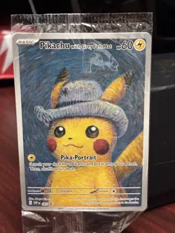 Pikachu With Grey Felt Hat 085 Promo Pokemon Van Gogh Card Sealed In Package - Image 1