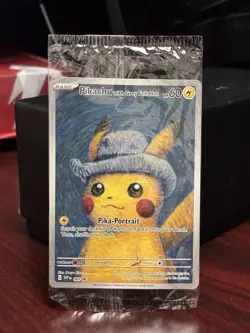 Pikachu With Grey Felt Hat 085 Promo Pokemon Van Gogh Card Sealed In Package - Image 7