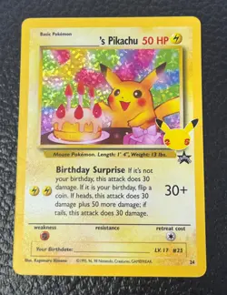 POKEMON PIKACHU BIRTHDAY SURPRISE 25TH ANNIVERSARY PROMO CARD - Image 1