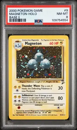 PSA 8 Magneton 9/130 HOLO Base Set 2 WOTC 2000 Pokemon Card NM MINT - Image 1