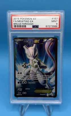 2015 Pokemon XY Breakthrough Mewtwo EX #157 Full Art PSA 9 MINT 157/162 - Image 1