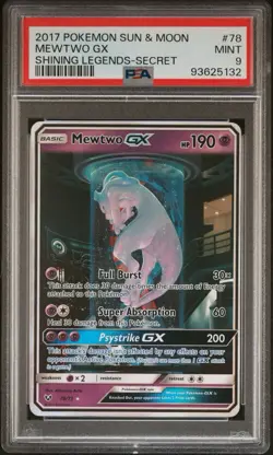 2017 POKEMON SUN & MOON SHINING LEGENDS SECRET #78/73 MEWTWO GX PSA 9 - Image 1