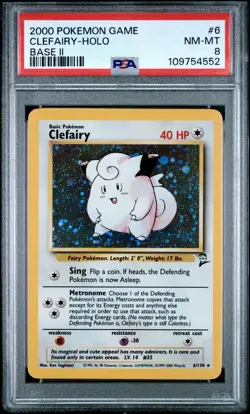 PSA 8 Clefairy 6/130 HOLO Base Set 2 WOTC 2000 Pokemon Card NM MINT - Image 1