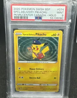 2020 POKEMON SWSH BLACK STAR PROMO #074 SPECIAL DELIVERY PIKACHU-HOLO PSA 9 - Image 1