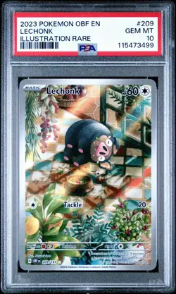 2023 POKEMON OBF EN-OBSIDIAN FLAMES ILLUSTRATION RARE #209 LECHONK PSA 10 - Image 1