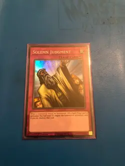 YUGIOH Super Rare Solemn Judgment MAZE-EN063/SESL-EN045 1st Edition - Image 1