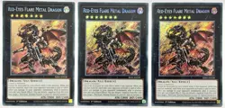 3 x RA01-EN038 Red-Eyes Flare Metal Dragon - Secret Rare 1st Ed Near Mint YuGiOh - Image 1