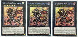 3 x RA01-EN038 Red-Eyes Flare Metal Dragon - Secret Rare 1st Ed Near Mint YuGiOh - Image 4
