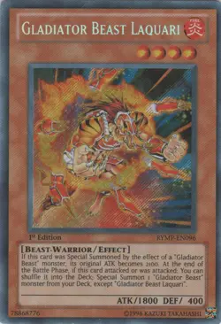Yugioh! MP Gladiator Beast Laquari - RYMP-EN096 - Secret Rare - 1st Edition Mode - Image 2