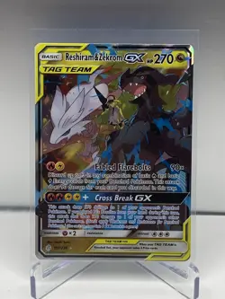 Pokémon TCG Reshiram & Zekrom GX Holo Card 157/236 Sun & Moon Cosmic Eclipse - Image 1