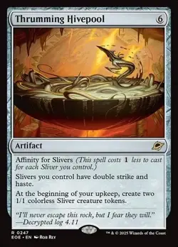 NM In Hand Thrumming Hivepool Ships Now EOE Rare Sliver Tribal Finisher MTG - Image 1