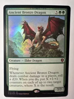 MTG Magic The Gathering Ancient Bronze Dragon Foil Card Single - Image 1
