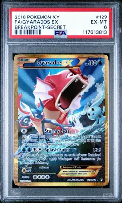 PSA 6 EX-MT 2016 POKEMON XY BREAKPOINT SECRET RARE #123 FULL ART GYARADOS EX - Image 1