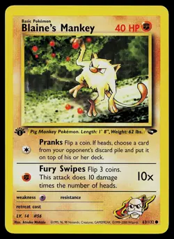 Pokemon Card - Blaine's Mankey Gym Challenge 1st Edition 63/132 Common - Image 3