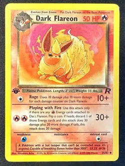 Dark Flareon 35/82 2000 Team Rocket 1st Edition Pokemon Card Vintage WOTC - Mp - Image 1