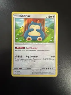 Pokémon TCG Snorlax Unbroken Bonds Holo Rare Card 158/214 - Image 1