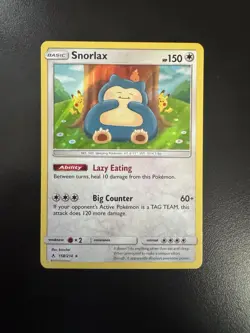 Pokémon TCG Snorlax Unbroken Bonds Holo Rare Card 158/214 - Image 3