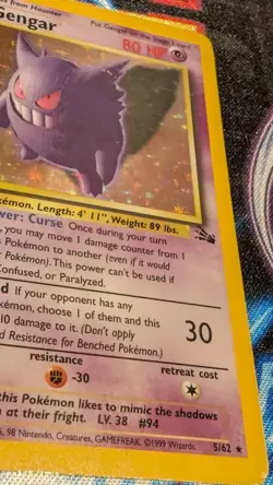 Gengar 1st First Edition Fossil 5/62 Holo Rare Pokemon card TCG English MP~HP - Image 6