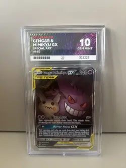 2019 TeamUp GENGAR & MIMIKYU GX SPECIAL ART #165 Graded Ace 10 pokemon card - Image 1