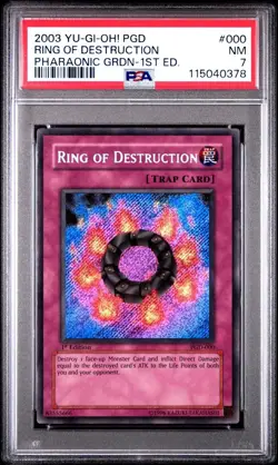 2003 Yu-Gi-Oh! Ring of Destruction Pharaonic Guardian PGD 1st Ed Secret PSA 7 - Image 1