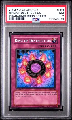 2003 Yu-Gi-Oh! Ring of Destruction Pharaonic Guardian PGD 1st Ed Secret PSA 7 - Image 3