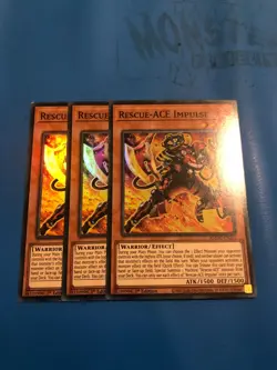 YUGIOH 3x Super Rare Rescue-ACE Impulse AMDE-EN001 1st Edition - Image 2