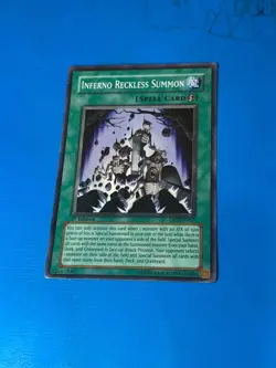 YUGIOH Super Rare Inferno Reckless Summon DP2-EN025 1st Edition PLAYED - Image 1