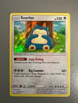 Pokemon Holo Rare Snorlax 158/214 SM Unbroken Bonds Card NM near mint - Image 1