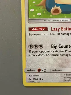 Pokemon Holo Rare Snorlax 158/214 SM Unbroken Bonds Card NM near mint - Image 5