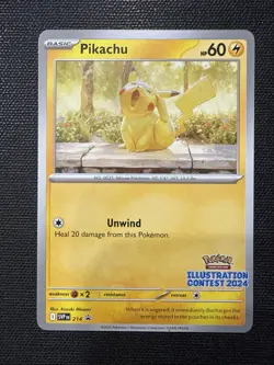 Pikachu SVP214, NM, Illustration Contest 2024 Promo, Non-Holo, Pokemon TCG Cards - Image 1