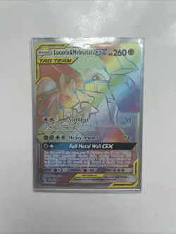 Pokemon TCG Lucario and Melmetal-GX Tag Team 224/214 Rainbow Secret Rare - Image 1