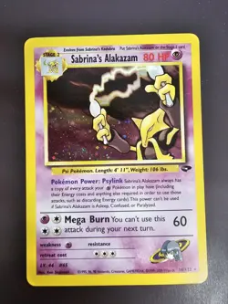 PokÃ©mon TCG Alakazam Holo Rare Gym Challenge Sabrina's 16/132 Unlimited Card - Image 1