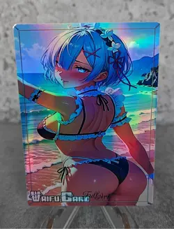 Rem Zero Trading Card Waifu Goddess Story Anime Girl Holo Card Manga Full Art - Image 3
