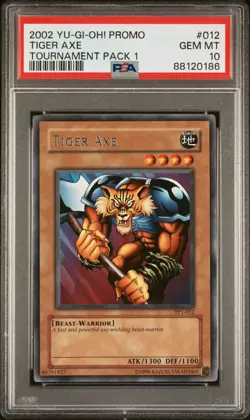 YUGIOH TOURNAMENT PACK 1 TP1-012 TIGER AXE RARE CARD PSA 10 GEM MINT - Image 3