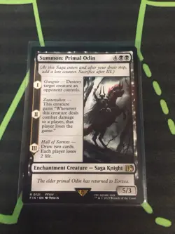 MTG Magic The Gathering Summon Primal Odin FIN Rare Black Saga Final Fantasy - Image 2