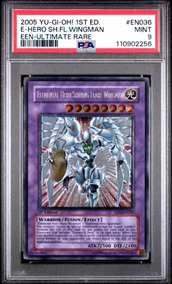 PSA 9 YuGiOh Elemental Hero Shining Flare Wingman EEN-EN036 1st Ed Ultimate - Image 1