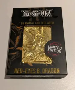NEW- Yu-Gi-Oh 24 karat Gold Plated Card Red Eyes Black Dragon Limited Ed no. 480 - Image 1