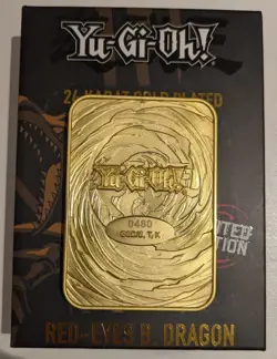 NEW- Yu-Gi-Oh 24 karat Gold Plated Card Red Eyes Black Dragon Limited Ed no. 480 - Image 3
