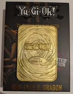 NEW- Yu-Gi-Oh 24 karat Gold Plated Card Red Eyes Black Dragon Limited Ed no. 480 - Image 7