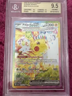 Pikachu EX Surging Sparks Holo Card 238/191 Gem Mint BGS 9.5 - Image 1
