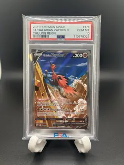 Galarian Zapdos V Full Art Alternate Card 174/198 Sword & Shield PSA 10 Pokemon - Image 1