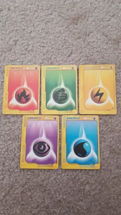 Pokemon Expedition TCG Fire Water Grass Lightning Psychic Energy Set MP - Image 1