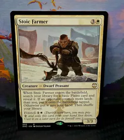 magic the gathering cards - Stoic Farmer - White - Dwarf Peasant - Image 2