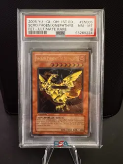 PSA 8 Yugioh Sacred Phoenix of Nephthys FET-EN005 Ultimate Rare 1st Edition - Image 1