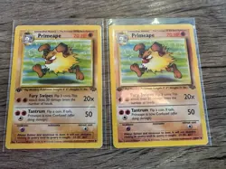 Primeape 43/64 Uncommon Jungle 1st Edition Pokemon Card Lot OF 2 - Image 1