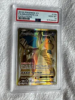 2016 Pokemon Dragonite Ex #106 Evolutions XY Full Art PSA 10 Gem Mint - Image 1