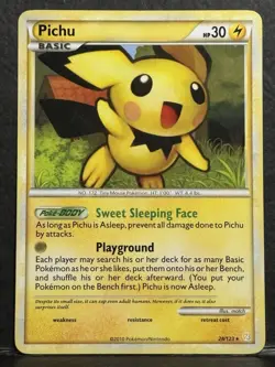 Pokemon TGC Pichu 28/123 Non-Holo Heart Gold & Soul Silver (base set) LP - Image 1