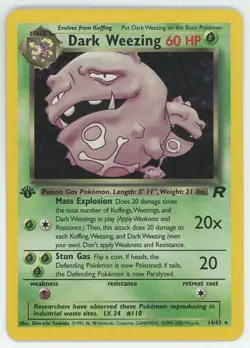 Dark Weezing 14/82 1st Edition Holo Rare Team Rocket 2000 Pokemon Card WOTC - Image 1
