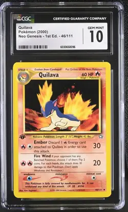 CGC 10 GEM MINT Quilava 2000 Neo Genesis 1st Edition 46/111 Pokemon Card psa - Image 3